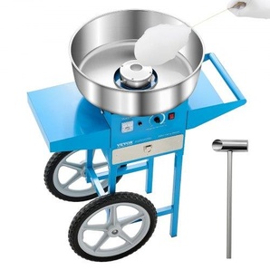 elektrische Zuckerwattemaschine kommerzielle Zuckerwattegeräte mit Wagen (1000 W) mit 52 cm Edelstahlschüssel & Zuckerschaufel & Schublade, perfekt für Kindergeburtstage Familienfeiern Blau HCDRMHTJLSWGM2LX4V2