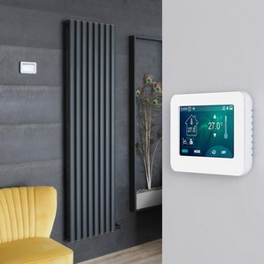 Elektrischer Design Heizkörper, Aluminium, ohne Leitflüssigkeit - 1784mm x 472mm, mit Touchscreen Thermostat - Anthrazit - Revive Ardus