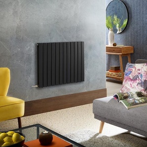 Elektrischer Design-Heizkörper Horizontal (Doppellagig) 635mm x 840mm zur Festverdrahtung ohne Thermostat Schwarz - Delta - ECOSO by Hudson Reed