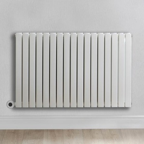Elektrischer Design-Heizkörper Horizontal (Einlagig) 635mm x 1180mm mit WLAN-Heizelement in Chrom & Stecker, Weiß - Sloane