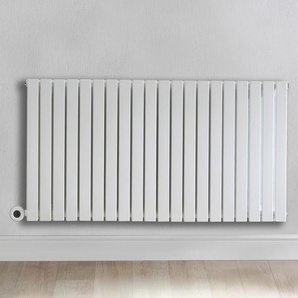 Elektrischer Design-Heizkörper Horizontal (Einlagig) 635mm x 1180mm mit WLAN-Heizelement & Stecker, Weiß - Sloane - ECOSO by Hudson Reed