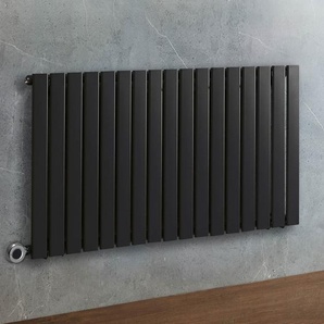 Elektrischer Design-Heizkörper Horizontal (Einlagig) 635mm x 1190mm |mit WLAN-Heizelement in Chrom zur Festverdrahtung| Schwarz - Delta - Hudson Reed