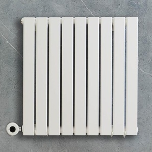 Elektrischer Design-Heizkörper Horizontal (Einlagig) 635mm x 630mm mit WLAN-Heizelement zur Festverdrahtung Weiß - Delta - ECOSO von Hudson Reed