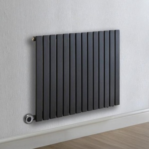 Elektrischer Design-Heizkörper Horizontal (Einlagig) 635mm x 826mm mit WLAN-Heizelement in Chrom & Stecker, Anthrazit - Sloane - ECOSO by Hudson Reed