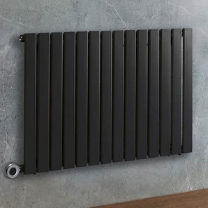 Elektrischer Design-Heizkörper Horizontal (Einlagig) 635mm x 980mm |mit WLAN-Heizelement in Chrom zur Festverdrahtung| Schwarz - Delta - Hudson Reed