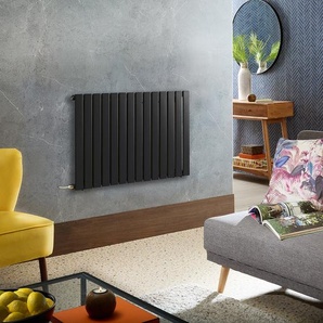 Elektrischer Design-Heizkörper Horizontal (Einlagig) 635mm x 980mm zur Festverdrahtung ohne Thermostat Schwarz - Delta - ECOSO by Hudson Reed