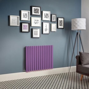 Elektrischer Design Heizkörper, horizontal, H 635mm, Lila (Lush Purple) - Breite, Thermostat & Kabelabdeckung wählbar - Revive