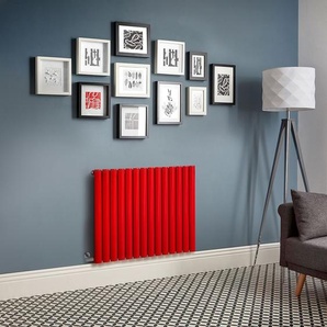 Elektrischer Design Heizkörper, horizontal, H 635mm, Rot (Siamese Red) - Breite, Thermostat & Kabelabdeckung wählbar - Revive