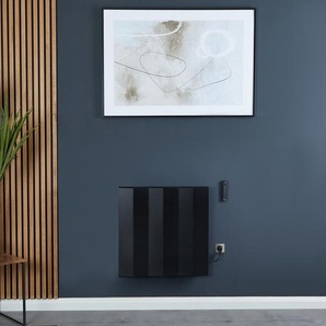 Elektrischer Design Heizkörper Horizontal, mit Stecker, in Schwarz - 60cm x 60cm - Notus V Hudson Reed