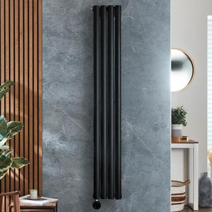 Elektrischer Design-Heizkörper Vertikal (Einlagig) 1600mm x 236mm mit WLAN-Heizelement & Stecker, Schwarz - Revive - ECOSO Von Hudson Reed