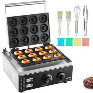 Elektrischer Donutmaker, 1550 W Kommerzielle Donutmaschine mit Antihaftbeschichtung, 12-Loch-Waffelmaschine mit Doppelseitiger Heizung für 12 Donuts, für Restaurants und den Heimgebrauch XXSYTTQJ1550L3I78V2