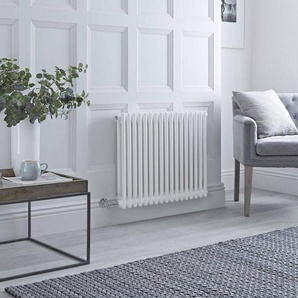 Elektrischer Gliederheizkörper (2 Säulen) Horizontal Weiß 600mm x 785mm inkl. 1000W Heizelement & rundes WLAN-Thermostat – Regent