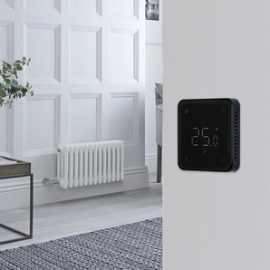 Elektrischer Gliederheizkörper (3 Säulen) Horizontal Weiß 300mm x 605mm inkl. 600W Heizelement & schwarzes WLAN-Thermostat – Regent