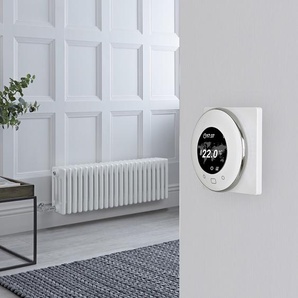 Elektrischer Gliederheizkörper (4 Säulen) Horizontal Weiß 300mm x 1010mm inkl. 1200W Heizelement & rundes WLAN-Thermostat – Regent