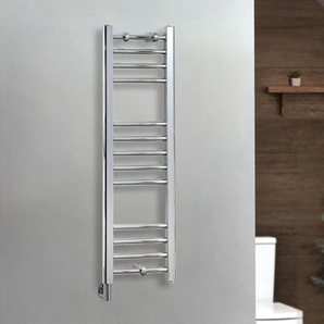 Elektrischer Handtuchheizkörper 1000mm x 300mm inkl. einfachem Heizelement zur Festverdrahtung & Kabelabdeckung - Chrom – Kent - ECOSO by Hudson Reed