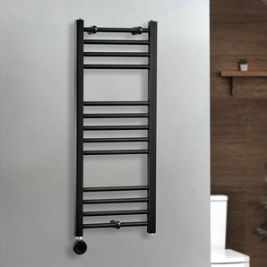 Elektrischer Handtuchheizkörper 1000mm x 400mm inkl. thermostatischem WLAN-Element zur Festverdrahtung  Schwarz – Nox - ECOSO von Hudson Reed