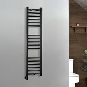 Elektrischer Handtuchheizkörper - 1200mm x 300mm - inkl. Heizelement zur Festverdrahtung & Kabelabdeckung - Schwarz – Nox - ECOSO von Hudson Reed