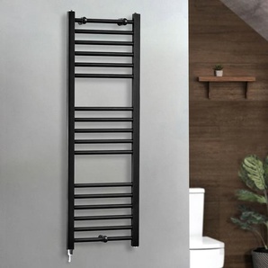 Elektrischer Handtuchheizkörper - 1200mm x 400mm - inkl. einfachem Heizelement zur Festverdrahtung - Schwarz – Nox - ECOSO von Hudson Reed