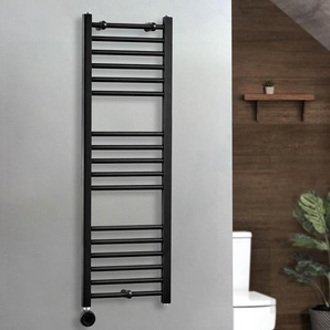 Elektrischer Handtuchheizkörper - 1200mm x 400mm - inkl. thermostatischem WLAN-Element mit Stecker - Modern - Schwarz – Nox - ECOSO von Hudson Reed
