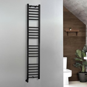 Elektrischer Handtuchheizkörper - 1600mm x 300mm - inkl. Heizelement zur Festverdrahtung & Kabelabdeckung - Schwarz – Nox - ECOSO von Hudson Reed
