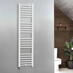 Elektrischer Handtuchheizkörper 1600mm x 400mm | inkl. manuelem Heizelement zur Festverdrahtung & Kabelabdeckung | Weiß – Ive - ECOSO von Hudson Reed
