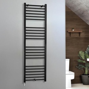 Elektrischer Handtuchheizkörper 1600mm x 500mm inkl. einfachem Heizelement zur Festverdrahtung  Schwarz – Nox - ECOSO von Hudson Reed