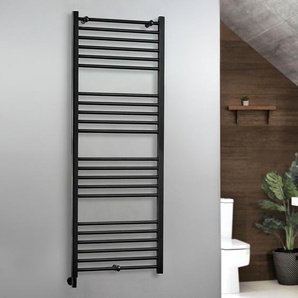 Elektrischer Handtuchheizkörper - 1600mm x 600mm - inkl.  Heizelement zur Festverdrahtung & Kabelabdeckung  Schwarz – Nox - ECOSO von Hudson Reed