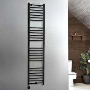Elektrischer Handtuchheizkörper 1800mm x 400mm inkl. thermostatischem WLAN-Element mit Stecker  Schwarz – Nox - ECOSO von Hudson Reed
