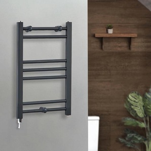 Elektrischer Handtuchheizkörper 600mm x 400mm inkl. einfachem Heizelement mit Stecker - Anthrazit – Artle - ECOSO by Hudson Reed