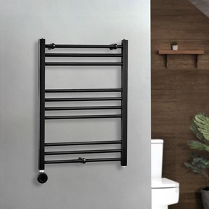 Elektrischer Handtuchheizkörper 800mm x 600mm inkl. thermostatischem WLAN-Element mit Stecker  Schwarz – Nox - ECOSO von Hudson Reed