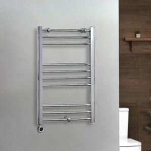 Elektrischer Handtuchheizkörper (gebogen) 800mm x 500mm inkl. thermostatischem WLAN-Element zur Festverdrahtung Chrom – Kent - ECOSO by Hudson Reed