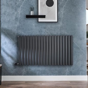 Elektrischer Heizkörper 635x1180mm, 2x 600W Heizelemente Horizontal Anthrazit, Einlagig Wandmontage - Revive Hudson Reed