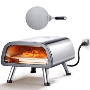 elektrischer Pizzaofen Backofen 305 mm, Pizzamaker aus Edelstahl mit Pizzastein, Spatel, Doppelknopf, heizt bis zu 427 °C auf, Mehrzweck-Pizzaofen zum Backen von Brezeln im Restaurant zu Hause GDKTMSDPSLDC999SEV2
