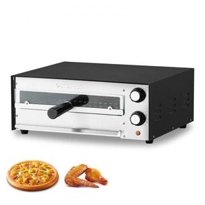 elektrischer Pizzaofen für 305 mm Pizza 1450 W Pizzabackofen bis 300 °C, Pizzamaker mit Zeit- und Temperaturregelung, Pizzabackmaschine Pizzamaschine multifunktional Grillofen Schwarz CLMDRPSLDCSXPIGL5001V2