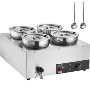 elektrischer Suppenwärmer Speisenwärmer 4 x 7,4 Qt, kommerzieller Speisenwärmer 1500 W, einstellbare Temperatur von 30–85 °C, mit Trockenbrandschutz und Reset-Taste, für Restaurant, Buffet BW474QT1500W4FX59V2