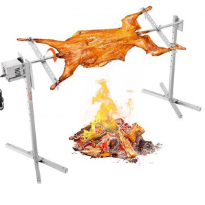 elektrisches BBQ Drehspieß Grill Set (60 kg Tragkraft), 52 W 1445 mm automatischer höhenverstellbarer Universal-Bräterstände aus Edelstahl, Spieß mit Hitzeschild für Schwein und Lamm DDXZKJ56INCHGME8R002V2