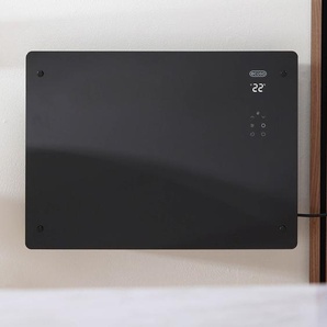 Elektro Glaspaneel Smart-Heizung 465mm x 640mm 1500 Watt - mit Stecker | Schwarz – Vitrum – ECOSO by Hudson Reed