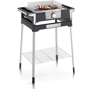 Elektro-Standgrill SEVERIN SENOA Boost S PG 8117 Kontaktgrill_Standgrill_Tischgrill_Teppanyakigrill silberfarben (schwarz, silberfarben) Stand-Elektrogrills