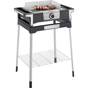 Elektro-Standgrill SEVERIN SENOA Digital Boost S PG 8118 Kontaktgrill_Standgrill_Tischgrill_Teppanyakigrill silberfarben (schwarz, silberfarben) Stand-Elektrogrills Reflektorschale zur optimalen Hitzeverteilung, einsatzbereit: 10 Min