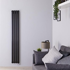 Elektroheizung Design Vertikal, Wandmontage Schwarz 1600x236mm inkl. 1200W Heizelemente - Hudson Reed