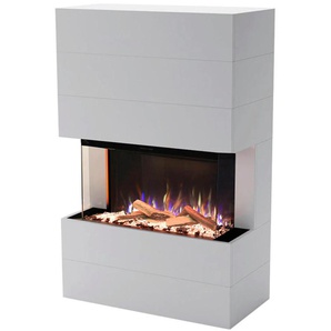 Elektrokamin GLOW FIRE »Portia, 3sided E-Motion 3D LED« Elektrokaminöfen weiß Elektrokamine täuschend echte Flamme mit Heizung, Kristall- und Holz Dekoration