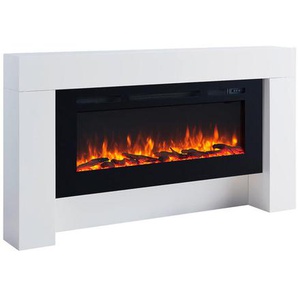 Elektrokamin, Weiß, Metall, 100x83x28 cm, Fernbedienung, Flammeneffekt separat schaltbar, Überhitzungsschutz, Thermostat, Dimmer, Freizeit, Heizen & Kühlen, Elektrokamine