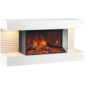 Elektrokamin, Weiß, Metall, Glas, 82.0x41.8x21.7 cm, Fernbedienung, Flammeneffekt separat schaltbar, Überhitzungsschutz, Thermostat, Dimmer, Kleinmöbel