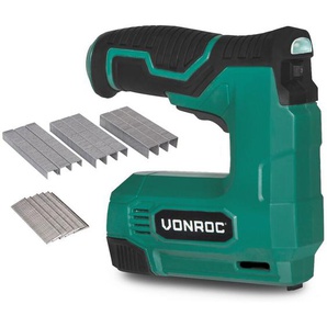 Vonroc - Elektrotacker 4 v – Komplettes Set inkl. 900 Tackerklammern und 300 Nägeln Akku Tacker