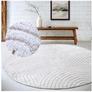 ELLE DECORATION Designteppich Cosy Panglao, auch als Rundteppich erhältlich, rechteckig, Höhe: 14 mm, uni Kurzflor, Hoch Tief Struktur, modern, Skandi, Boho, Wohnzimmer