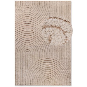 Elle Decoration Hochflorteppich New York, Taupe, Textil, Wellen, rechteckig, 120x170 cm, Oeko-Tex® Standard 100, strapazierfähig, pflegeleicht, in