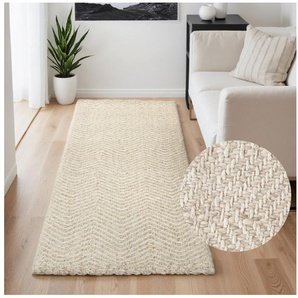 ELLE DECORATION Wollteppich Majoli, rechteckig, Höhe: 10 mm, Herringbone, Wolle, Jute, Natur, Wohnzimmer, Schlafzimmer, Boho,Skandi