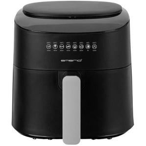 Emerio HEIßLUFTFRITTEUSE, Schwarz, Kunststoff, 4.5 L, 30.7x39.5x30.9 cm, antihaftbeschichteter Innenbehälter, Timer, Einsatz/Korb