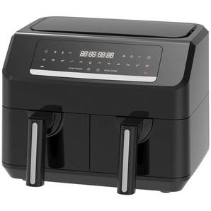 Emerio HEIßLUFTFRITTEUSE, Schwarz, Kunststoff, 7,2 L, 32.5x42.5x41.5 cm, Timer, Einsatz/Korb spülmaschinengeeignet, verstellbarer Thermostat, Programm
