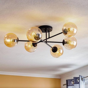 EMIBIG LIGHTING Deckenleuchte Glassy, schwarz, amber, Glas, 6-flg., E14 833/6B